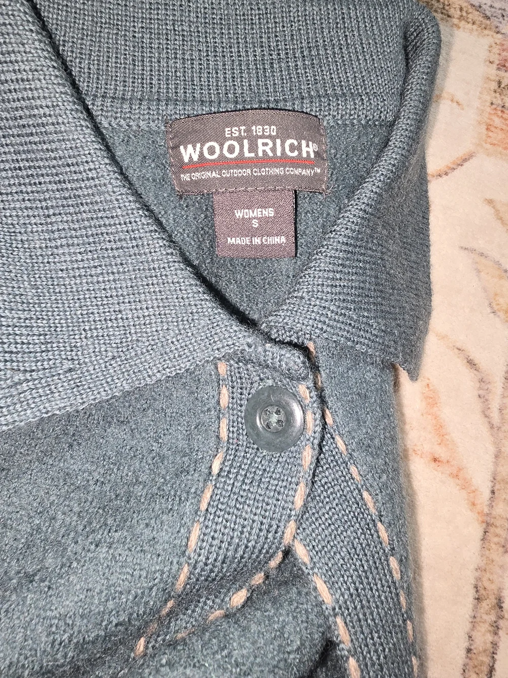 Woolrich Teal Button-Front Fringe Detail Jacket